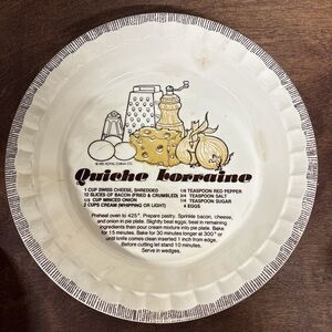 Royal China Quiche Lorraine Pie Plate